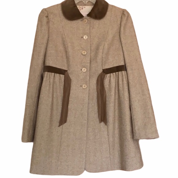 REBECCA TAYLOR Herringbone Wool Blend Jacket 12